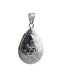 Silver 30x20mm engraved tear drop Locket