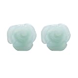 Hand Carved Jade Flower Earrings with Sterling Silver and Platinum Overlay Friction Posts