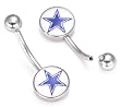 Dallas Cowboys belly button ring Internally Threaded