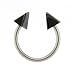 STAINLESS STEEL HORSESHOE WITH SPIKE BLACK/GRAY DESIGN Gauge: 16, Ball Size: 4mm Sold as a Pair