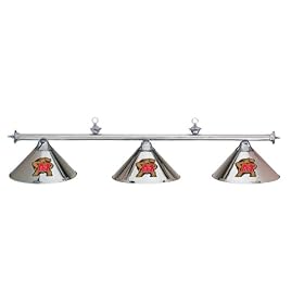 Maryland Terrapins 3pc CHROME POOL TABLE LIGHT LAMP W  SHADES