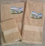 Embroidered Haying with Horses on Beige Bath Towels Set 