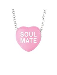Sterling Silver 12mm Dk Pink enamel Sweethearts SOUL MATE Heart Pendant
