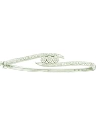 0.50 Carat (ctw) 14k White Gold Round White Diamond Ladies Flower Bangle Bracelet