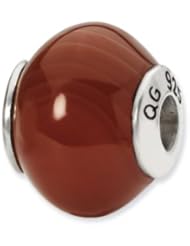 Sterling Silver Red Brown Agate Stone Charm