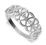 Sterling Silver Cubic Zirconia Diamond Cut Design Band Ring