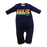 Little Green Radicals Get Up Stand Up Baby Playsuit in Navy