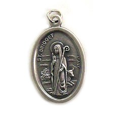 Saint Bridget - Saint Patrick Two-sided Oxidized Medal - MADE IN ITALY
