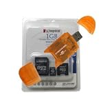 Secure Digital (SD) Multimedia Mobility Combo Kit of Kingston 1GB microSD, SD Adapter, miniSD adapter and USB (Secure Digitial) SD High Speed Orange Color Card Reader / Writer