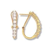 14k Yellow Gold & Diamond Omega-Clip Half-Hoop Earrings (2.00ctw)