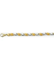 8mm Fancy Two Tone Gold Link Bracelet 8"