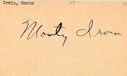 Monty Irvin Autographed / Signed 3x5 Card (Hall of Famer)