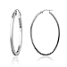 Sterling Silver Tarnish-Free Oval Square Tube Hoop title=