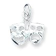 Sterling Silver Comedy/Tragedy Charm with 20 inch Sterling Silver Chain