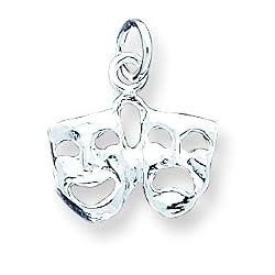 Sterling Silver Comedy/Tragedy Charm with 20 inch Sterling Silver Chain