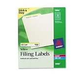 Avery 5966 Permanent self-adhesive laser/ink jet file folder labels, 1500/bx, yellow border