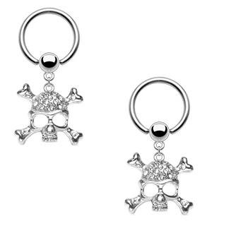 Body Accentz™ Nipple Ring Dangle Skull Captive 