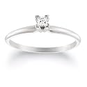 10k Choice of White or Yellow Gold Princess Cut Solitaire Diamond Engagement Ring (1/10 ct, J-K Color, I2-I3 Clarity)