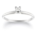 10k Choice of White or Yellow Gold Princess Cut Solitaire Diamond Engagement Ring (1/10 ct, J-K Color, I2-I3 Clarity)