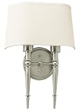 American Fluorescent MNS218SNEC Montrose Sconce, Hard Backed Linen Shade with Satin Nickel Finish, Double Light