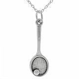 Sterling Silver Tennis Ball and Raquet Necklace