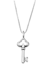 Sterling Silver One Sided Antique Style Key Necklace
