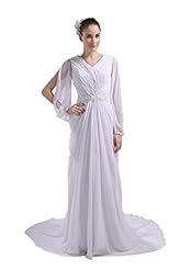 V-neck Charmeuse/Chiffon Beaded Evening Dress 