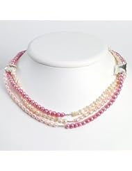 Sterling Silver Lavender/Peach/Pink Cultured Pearl Necklace - QH2546-54"