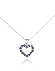 1.12 Carat Genuine Blue Sapphire Heart Shape Silver Pendant