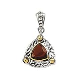 08.00 Mm Sterling Silver & 14K Yellow Gold Genuine Cab Mozambique Garnet Pendnant