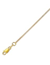10K Solid Yellow Gold Gourmette Pendant Chain Necklace 16" 1mm