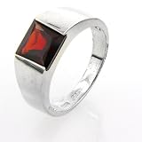 Sterling Silve Square Garnet Ring