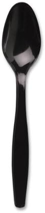 Wholesale CASE of 5 - Dixie Foods Heavyweight Table Cutlery -Plastic Teaspoon, Heavyweight, 1000/CT, Black