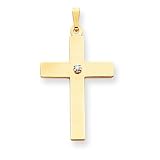 14k Polished .02ct. Diamond Cross Pendant