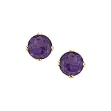 14K Yellow Gold Prong Set 4 MM Amethyst Earring Studs