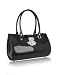 L.A.P.A. Swarovski Buckle Patent Leather Barrel Bag Black