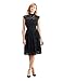 Simple Retro Women's 1950s Mock Neck Cap Sleeve Lace Cocktail Pleated Dress