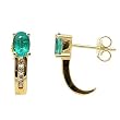 14K Yellow Gold Emerald and Diamond Earrings