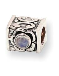Square Floral Charm in Silver for 3mm Charm Bracelets