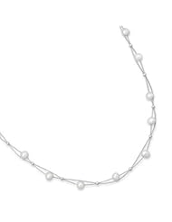 .925 Sterling Silver 16" Double Strand Cultured Freshwater Pearl Necklace