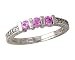 Three Stone Pink Sapphire and Diamond Ring 14k White Gold