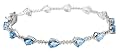 10k White Gold Blue Topaz Bracelet with Diamond-Accent, 7.25