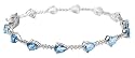 10k White Gold Blue Topaz Bracelet w/ Diamond Accent, 7.25"