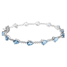 10k White Gold Blue Topaz Bracelet w Diamond Accent, 7.25 by Amazon.com Collection