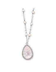 Sterling Silver 18in. Rose Quartz & Fw Pearl W/1.5 Necklace