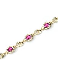 14K Yellow Gold Oval Pink Topaz Bracelet