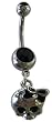Body Jewelry -Girly Girl Skull with Bow and Rhinestones Belly Ring - Navel Jewelry