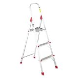 #566 Four-Foot Folding Aluminum Euro Platform Ladder, Red