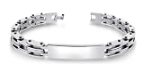 Exquisite 9 Inch Mens High Quality Solid ID Bracelet With Free Engraving Option Silver Stainless Steel