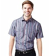 Short Sleeve Bold Striped Shirt with Modal